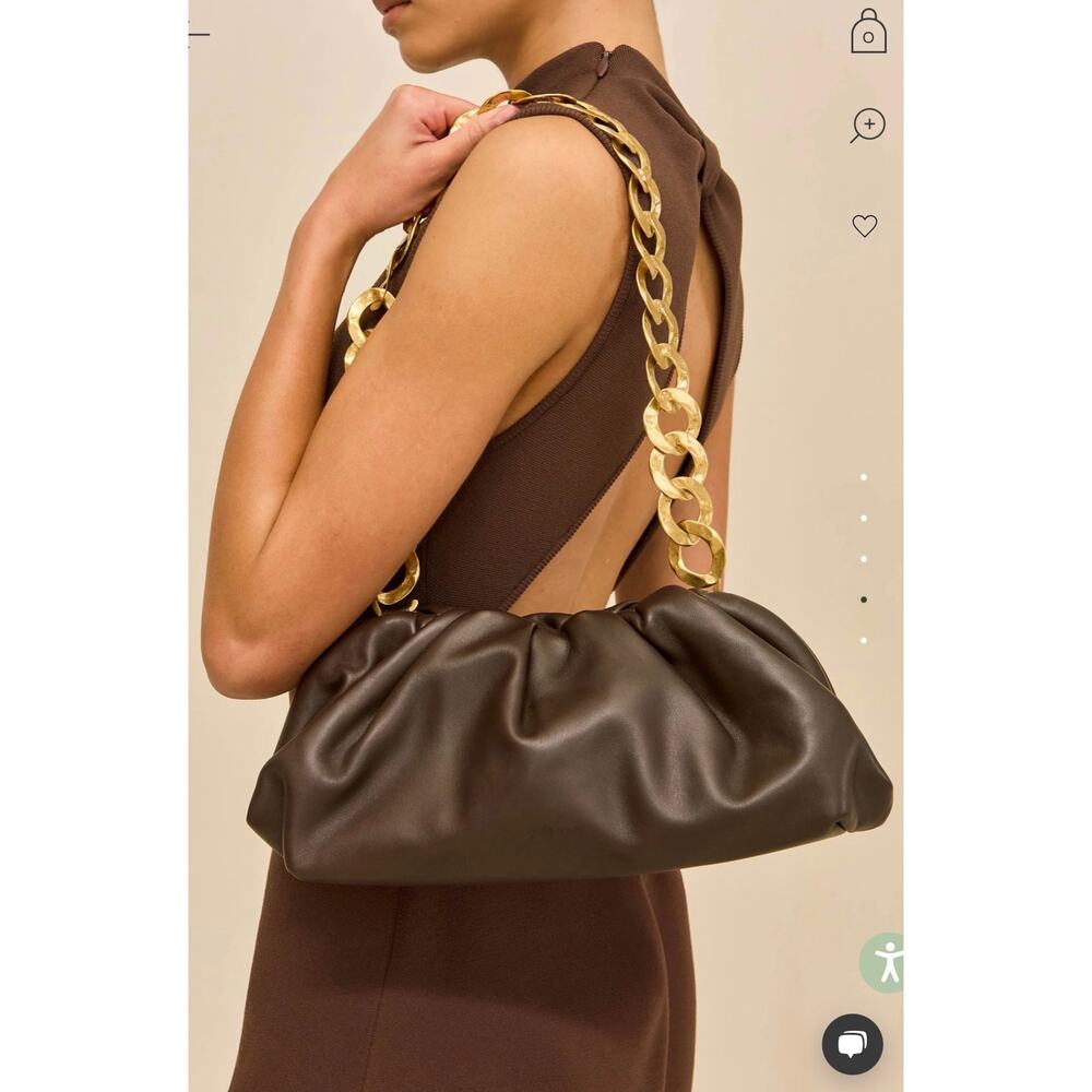NEW Cult Gaia Dulce Shoulder Bag Brown Gold Chain Luwak - Picture 2 of 10